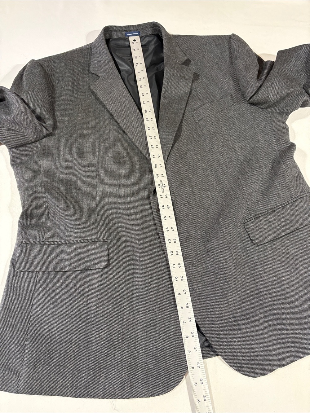 Stafford Men's Dark Charcoal Wool Notch-Lapel Two-Button Blazer 52R Sport Coat - Picture 11 of 12